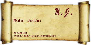Muhr Jolán névjegykártya